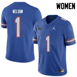 Women's Florida Gators #1 Reggie Nelson NCAA Jordan Brand Royal Authentic Stitched College Football Jersey VJN1862XE